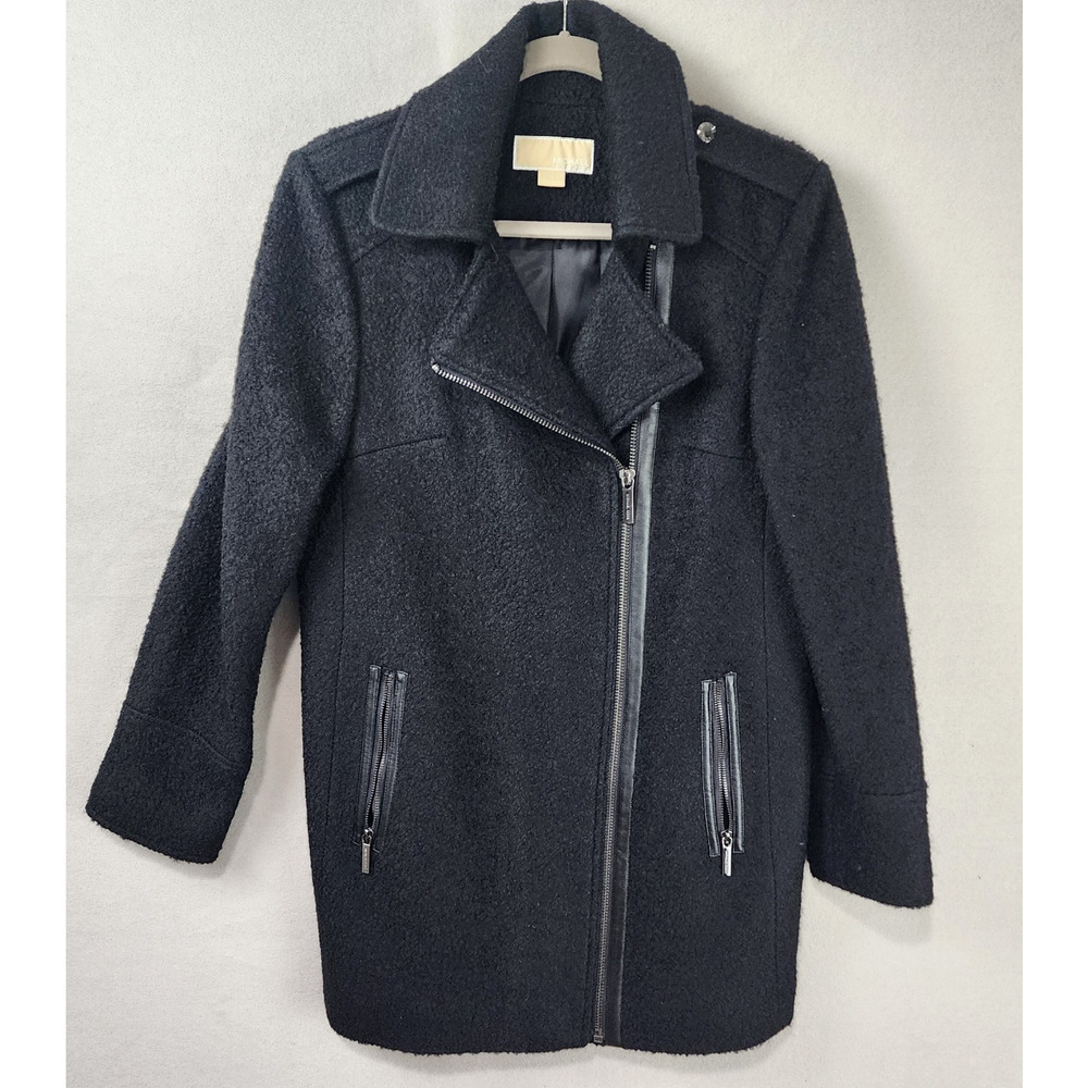 Michael Kors Wool Blend Black Zippered Winter Coat Size 10